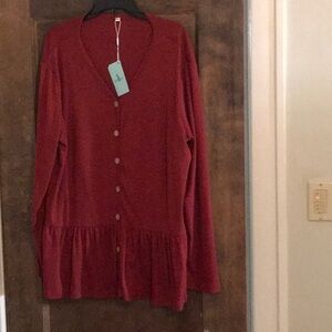 New Wiholl red top with sewn on buttons all the way down. 2XL